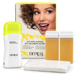 Kit Epilazione Miele - Scaldacartucce - 2 Rullo Cera -Strisce Depilatorie (filo escluso)