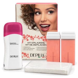 Kit Epilazione Biossido Di Titanio - Scaldacartucce - 2 Rullo Cera -Strisce Depilatorie (filo escluso)